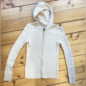 Calypso St Barth 100% Cashmere Full Zip Hooded Cardigan Sz XS/SM Ivory Very Good
